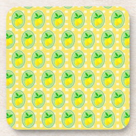 Posavasos Retro Sunny Lemon Yellow White Check 
