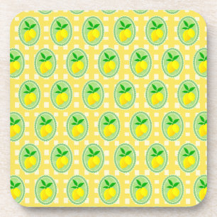 Posavasos Retro Sunny Limón Amarillo Blanco Cuadros 