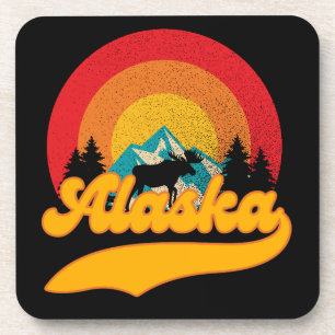Posavasos Retro Sunset Alaska Juneau Moose 0Montañas salvaje