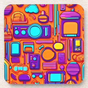 Posavasos Retro Tech Pop: Collage nostálgico de gadgets