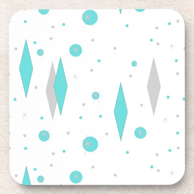 Posavasos Retro Turquoise Diamond Starburst Plastic Coaster (Frente)