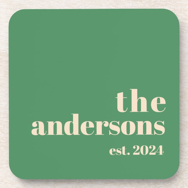 Posavasos Retro Verde moderno minimalista (Frente)