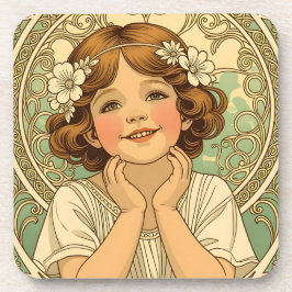 Posavasos retro vintage child with flowers