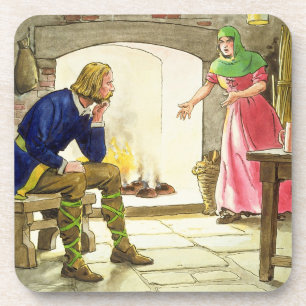 Posavasos Rey Alfred (849-99) que quema las tortas, del 'pí