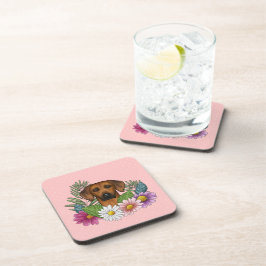 Posavasos Rhodesia Ridgeback Cabeza de perro Flores colorida