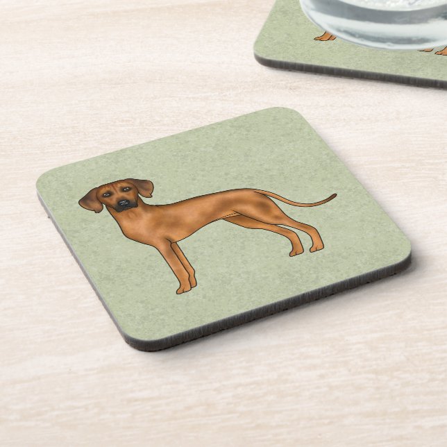 Posavasos Ridgeback Rodesiano Perro Marrón Cuto Con Nombre V (Lado Izquierdo)
