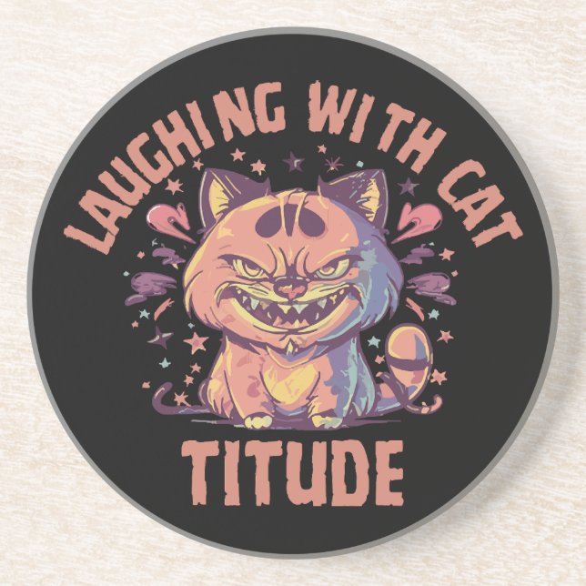 Posavasos Riendo con actitud de gato (Frente)