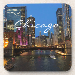 Posavasos Río Chicago de noche 