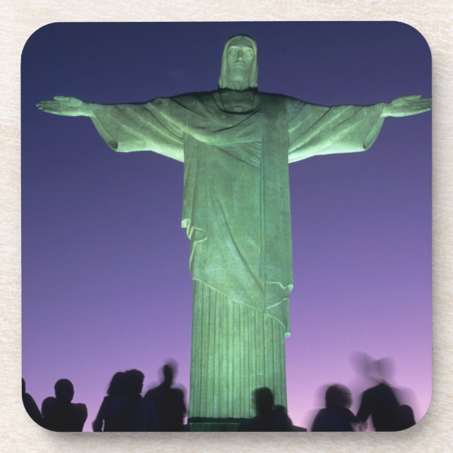 Posavasos Río de Janeiro, Brasil. la estatua de Cristo en (Frente)