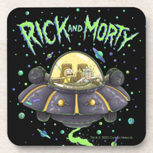Posavasos RIQUEZA Y MORTY™  Gráfico ilustrado de vuelo es
