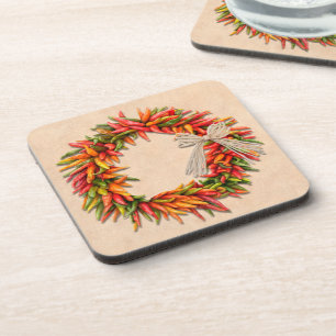 Posavasos Ristra Wreath del suroeste de Chile en Adobe Wall