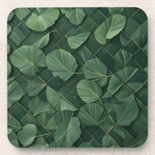Posavasos Ritmo verde: Cuadrícula de hojas tropicales