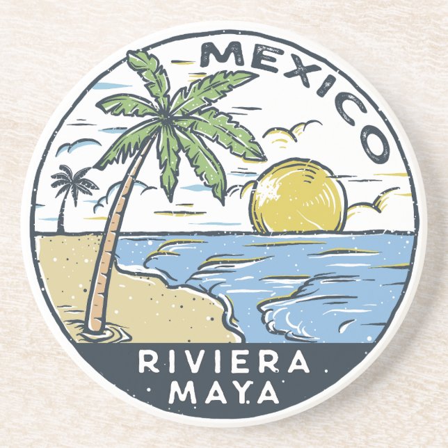 Posavasos Riviera Maya México Vintage (Frente)