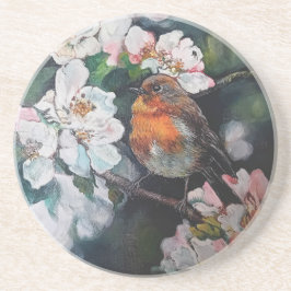 Posavasos Robin con flor de cerezo