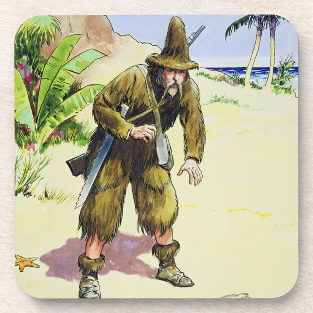 Posavasos Robinson Crusoe, de "píos en el pasado", publi (Frente)