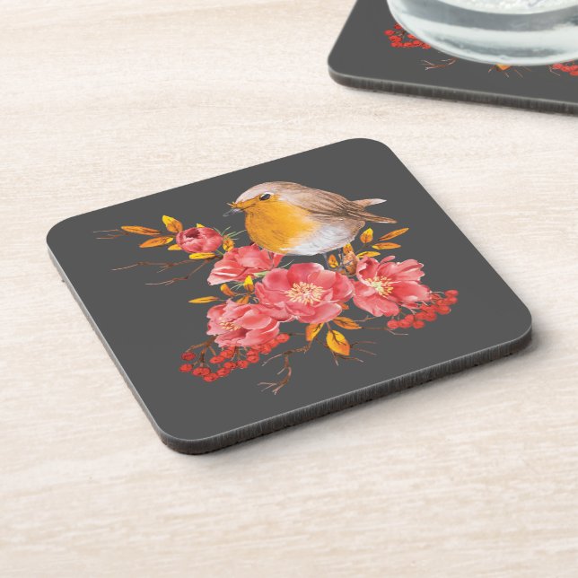 Posavasos Robo amarillo y amapolas rojas (Lado Izquierdo)