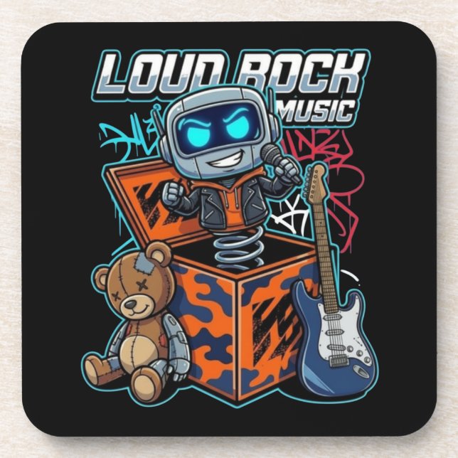 Posavasos Robot de Música Rock Fuerte (Frente)