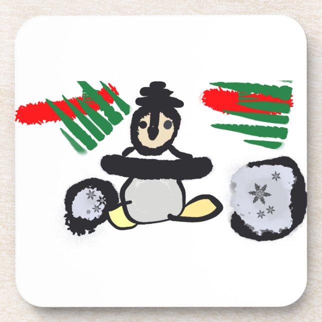 Posavasos Roca de pingüino Navidad  (Frente)