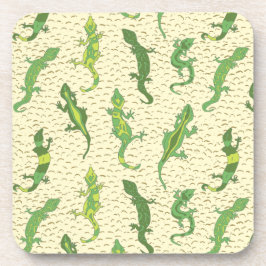 Posavasos Rock Climbing Geckos en amarillo - patrón sin fisu