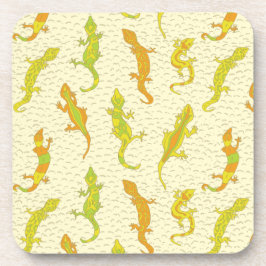 Posavasos Rock Climbing Geckos en amarillo - patrón sin fisu