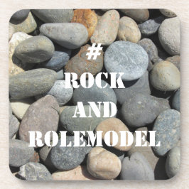 Posavasos #RockandRolemodel - Blanco sobre rocas editable.
