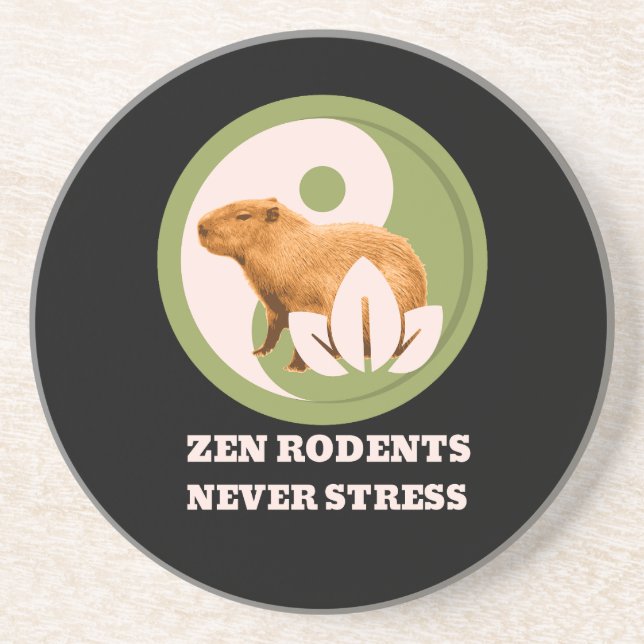 Posavasos Roedores Zen Nunca Estrés Humor de Capybara (Frente)