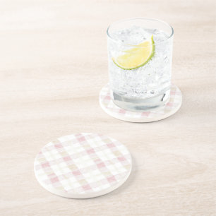 Posavasos Rojizado Rosa Blanco Crema Cuadros Rayas