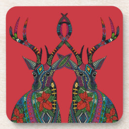 Posavasos rojizo de venado de poinsettia