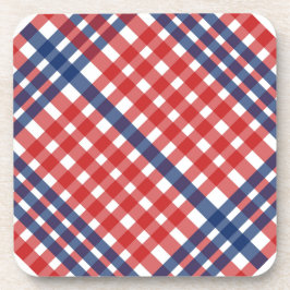 Posavasos Rojo blanco y azul Gingham Plaid