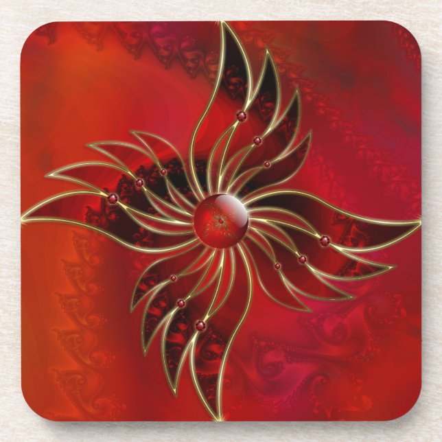 Posavasos Rojo como la montaña rusa de corcho de llamas (Frente)