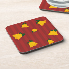 Posavasos Rojo de vacaciones Dorado Campana de raya Navidad