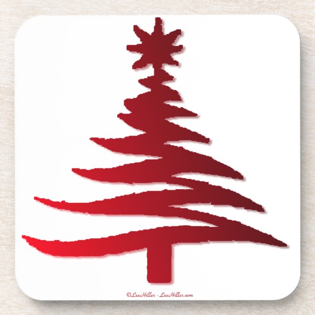 Posavasos Rojo del patrón del árbol de Navidad (Frente)