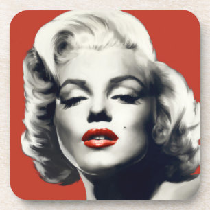 Posavasos Rojo en los labios rojos Marilyn