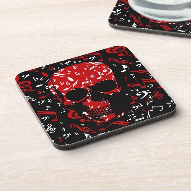 Posavasos Rojo negro anota el cráneo (Lado Izquierdo)