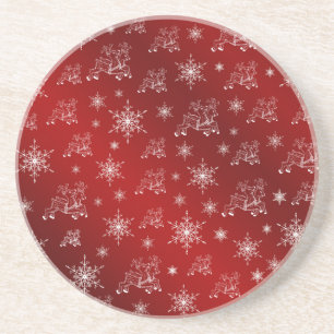 Posavasos rojo, reno, estrella, estrellas, copo de nieve, na