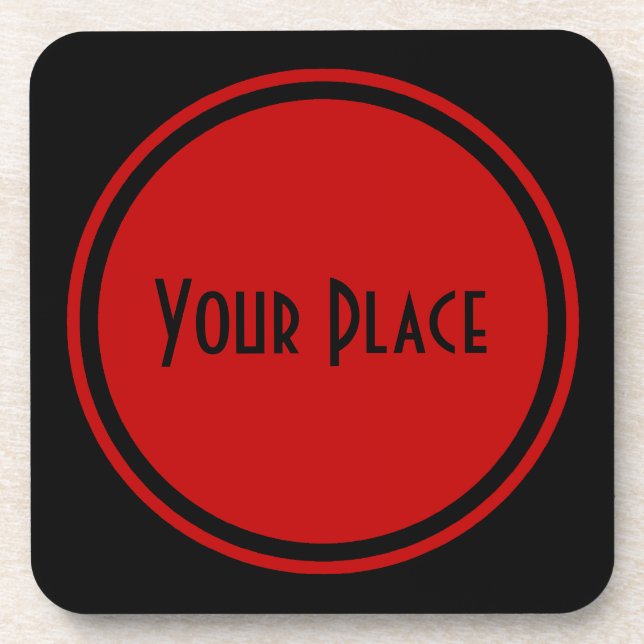 Posavasos Rojo simple con todo sofisticado (Frente)