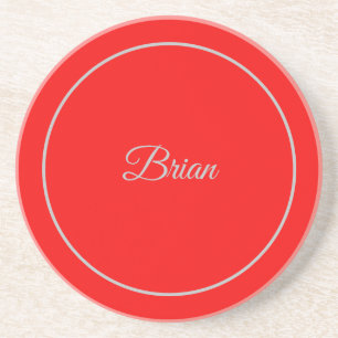 Posavasos Rojo su nombre Minimalista personal moderno