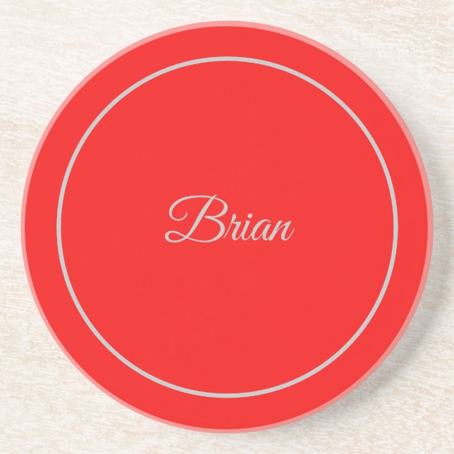 Posavasos Rojo su nombre Minimalista personal moderno (Frente)