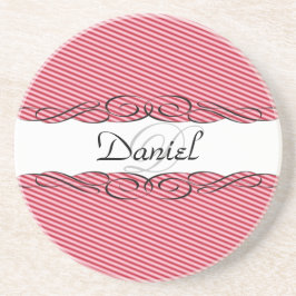 Posavasos Rojo y blanco con el monograma