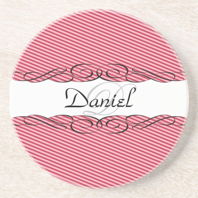 Posavasos Rojo y blanco con el monograma (Frente)