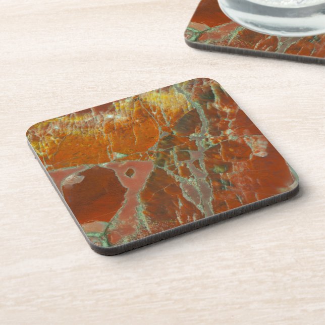 Posavasos Rojo y madera aterrorizada del oro (Lado Izquierdo)