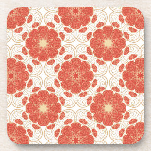 Posavasos Rojo y modelo floral del cordón del oro