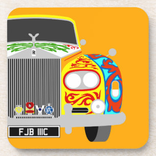 Posavasos Roller de coche limusino psicodélico de Lennon