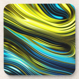 Posavasos Rollo de seda y satén abstracto azul y dorado