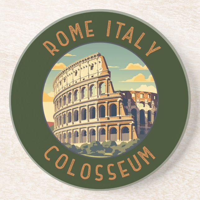 Posavasos Roma Italia Colosseum Viaje Arte Vintage (Frente)