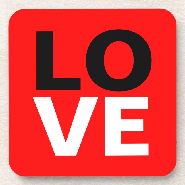 Posavasos Romance de amor de fondo rojo único (Frente)