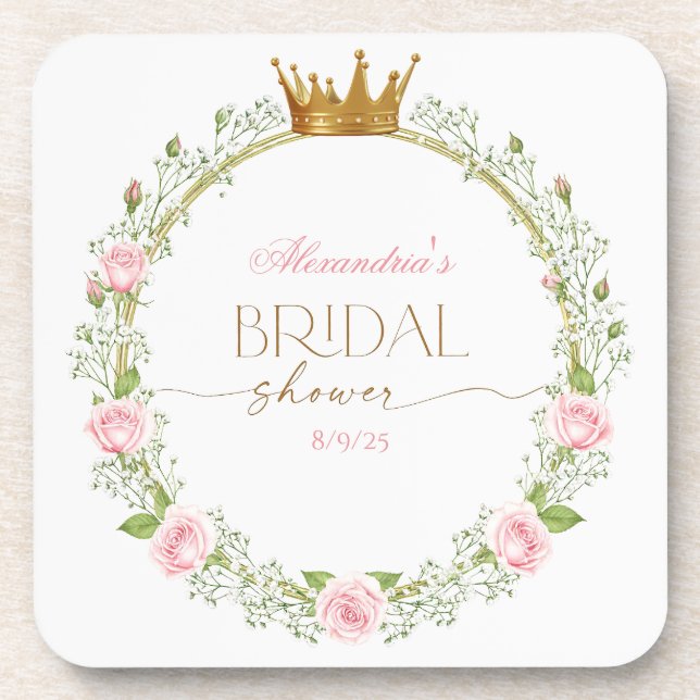 Posavasos Romance Sonrojado: Rosas Rosadas y Aliento de Bebé (Frente)