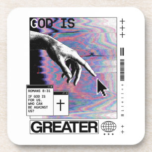 Posavasos Romanos 8:31 Cyberpunk Mano de Dios Arte Glitch
