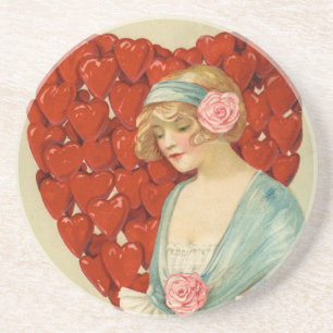 Posavasos Romántico Elegante Retro San Valentín, John Winsch