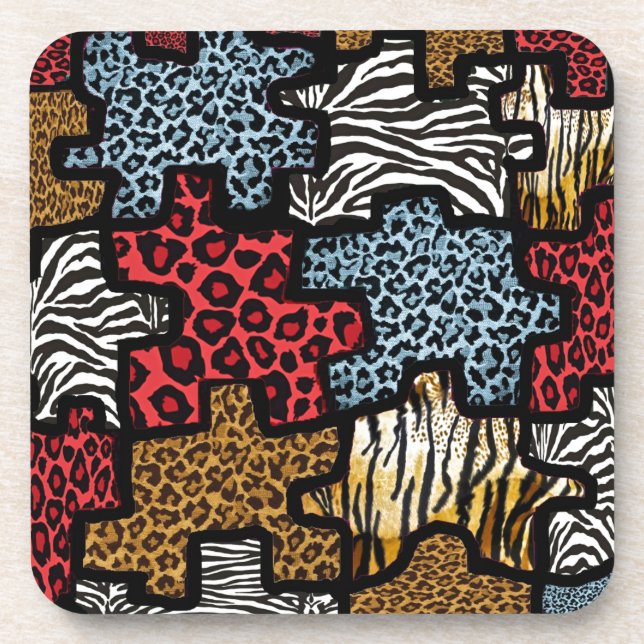 Posavasos Rompecabezas de estampado animal Rockabilly RAB (Frente)
